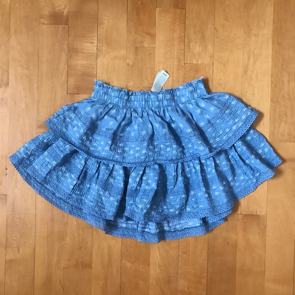 Aerie Blue Rock ‘N’ Ruffle Printed Mini Skirt NWT